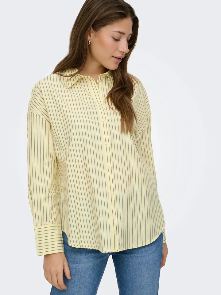Only - Onloregon Alva Ls Reg Shirt - 4950345 Sunlight Black Skjorter 