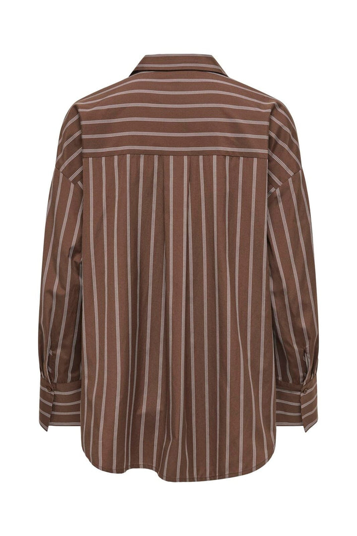 Only - Onloregon Alva Ls Reg Shirt - 5188247 Potting Soil Cloud Dancer