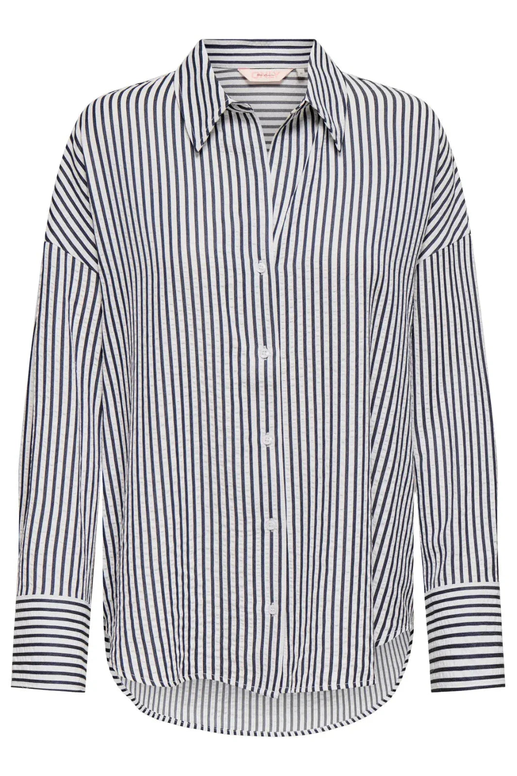 Only - Onloregon Bari L/S Stripe Shirt - 4965813 Black Bright White Skjorter 