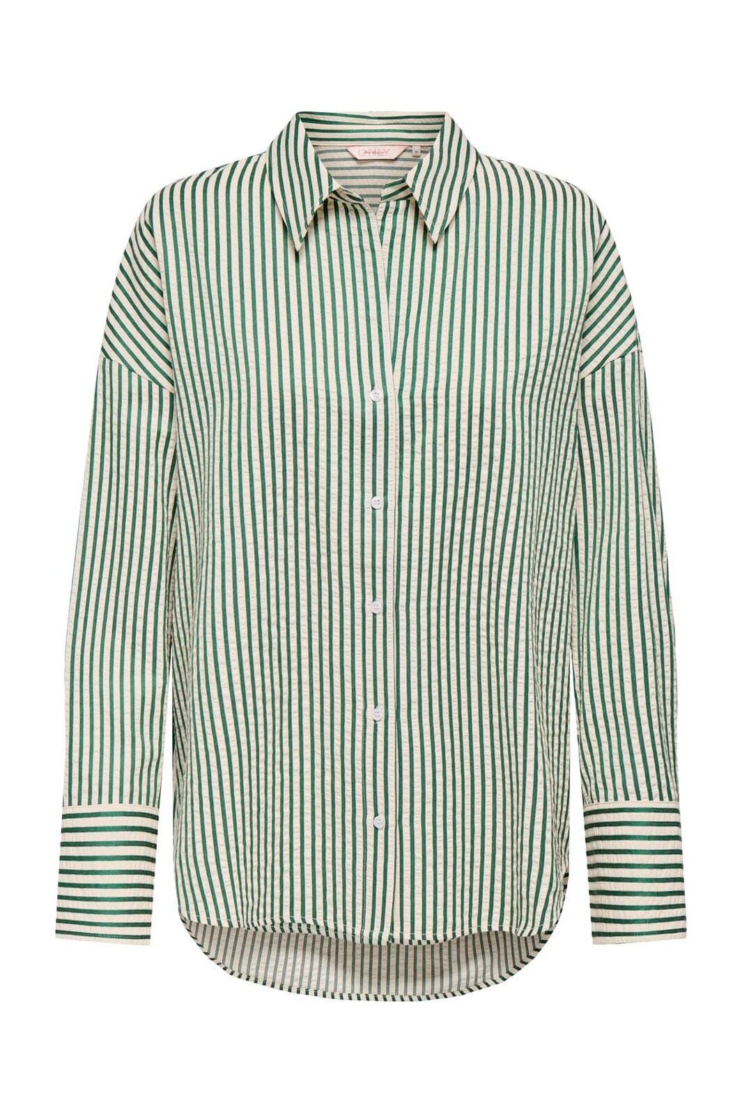 Only - Onloregon Bari L/S Stripe Shirt - 4966119 Rain Forest Bright White