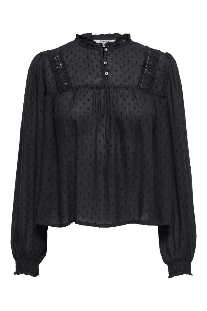 Only - Onlpelia Life Ls Dobby Top - 4861794 Black Toppe 