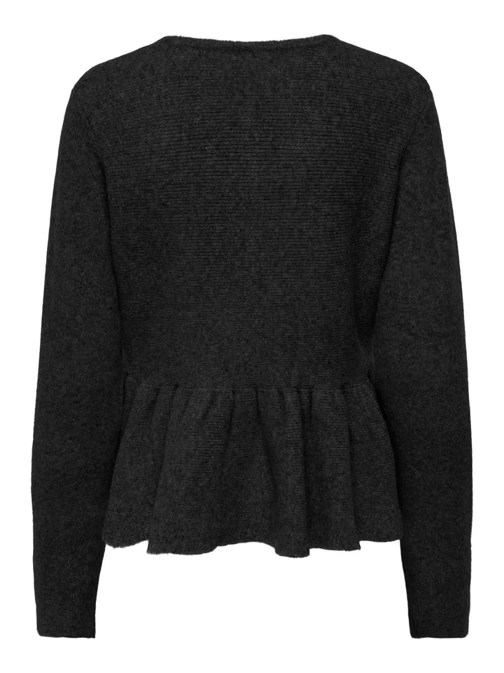 Only - Onlpiruet Ls Peplum Cardigan Knt - 4994971 Black Dtm Button Cardigans 