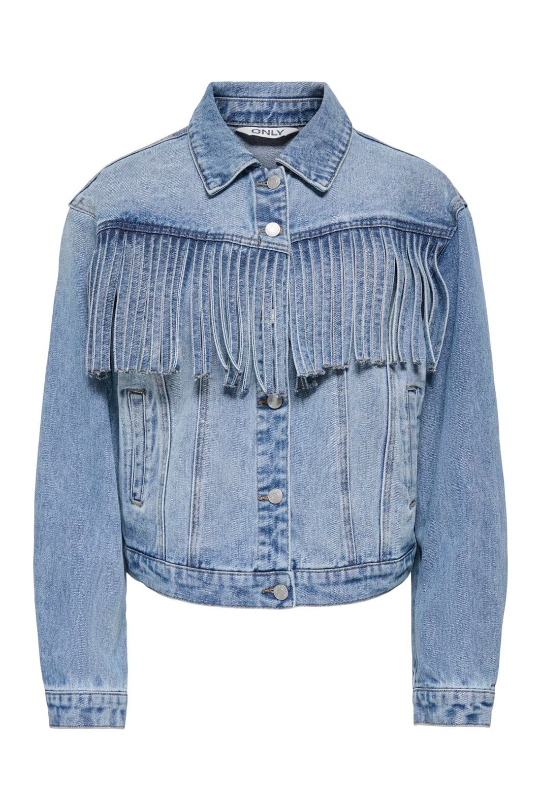 Only - Onlrikki Ls Fringe Jacket Gua - 5070706 Light Blue Denim