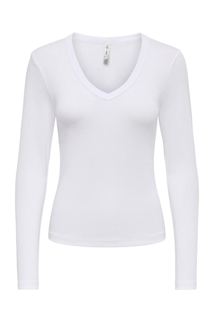 Only - Onlriley L/S V Neck Top - 5263442 Cloud Dancer