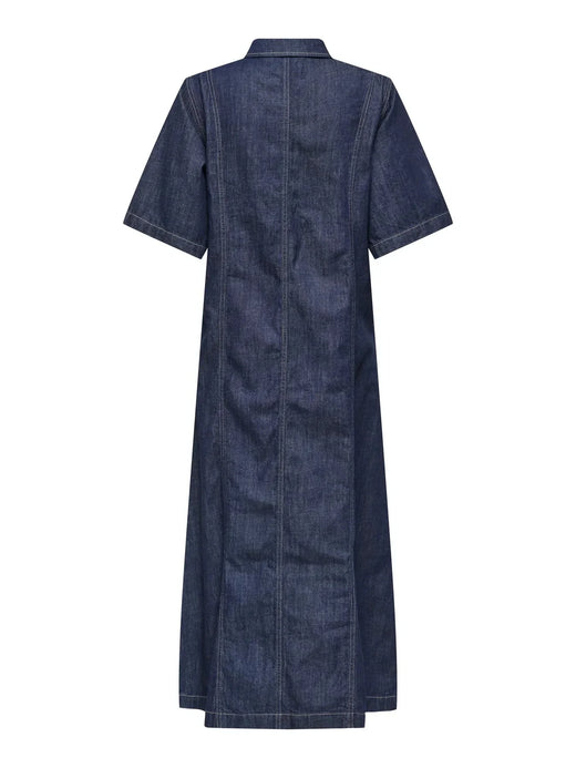 Only - Onlruna Ss Midi Dress Rinse Akm - 4989544 Dark Blue Denim Kjoler 