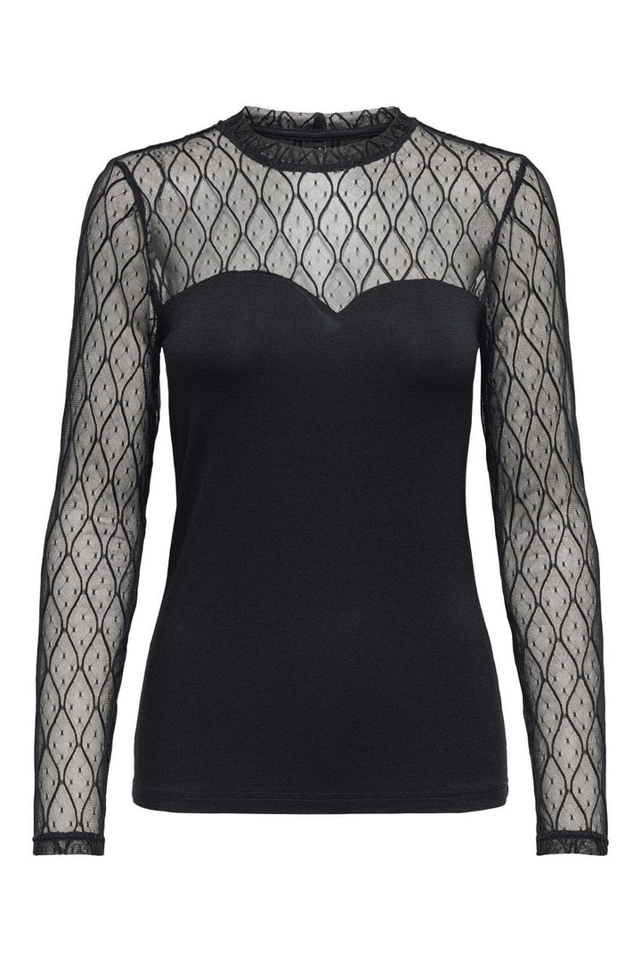 Only - Onlsalina L/S Lace Mix Top - 4805075 Black