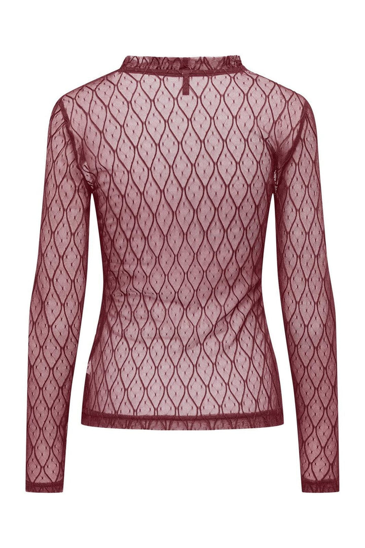 Only - Onlsalina L/S Lace Top - 4928592 Cabernet