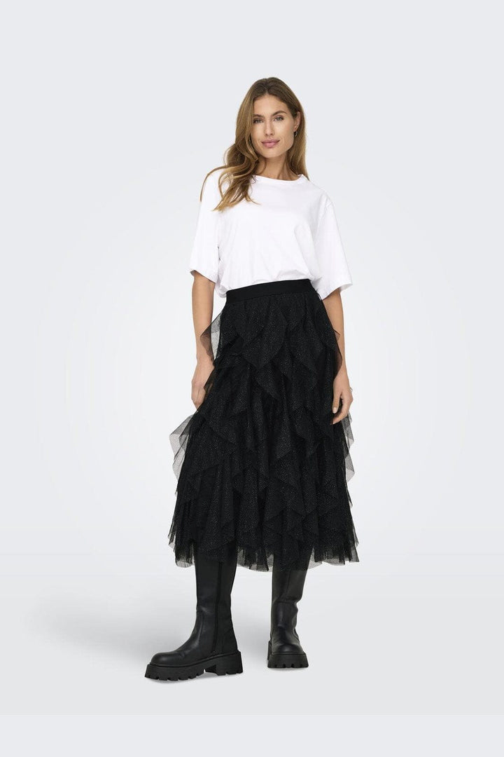 Only - Onlsky Glitter Skirt - 4674334 Black Black Glitter