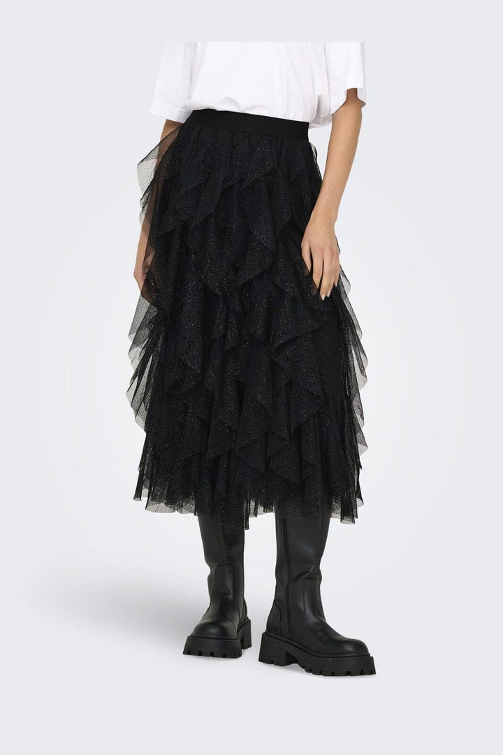 Only - Onlsky Glitter Skirt - 4674334 Black Black Glitter