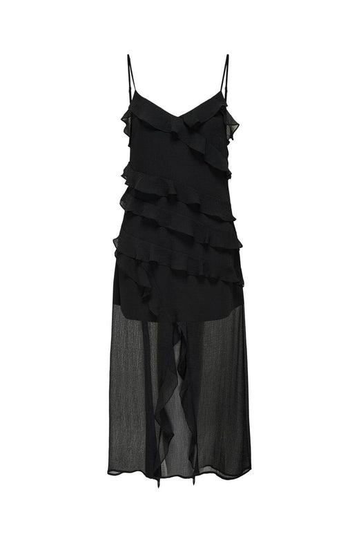 Only - Onlsine Life Strap Frill Long Dress - 4884893 Black