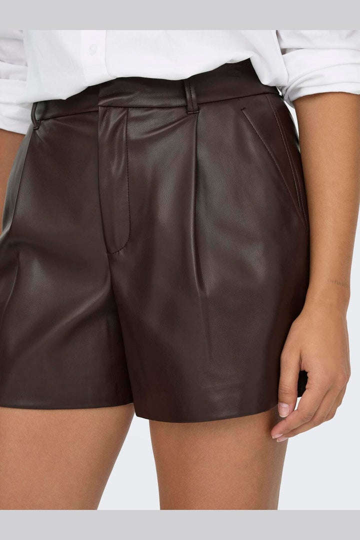 Only - Onlsmooth Faux Lea Shorts 2 - 4877047 Seal Brown