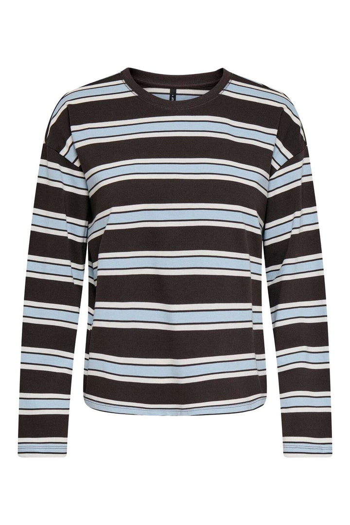 Only - Onlsoph L/S O-Neck Top Box - 5206028 Black Coffee Soft Chambray + Birch (Kia)