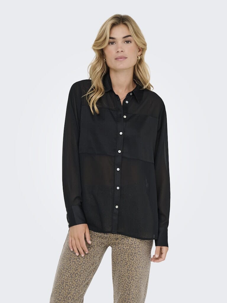 Only - Onlstar Life L/S Breeana Mix Shirt Solid - 4883781 Black Skjorter 