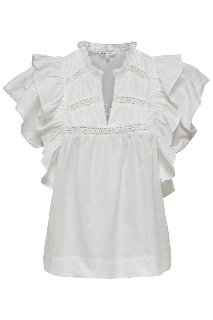 Only - Onlsunny Capsl Frill Top 15347882 - 4757274 - Cloud Dancer