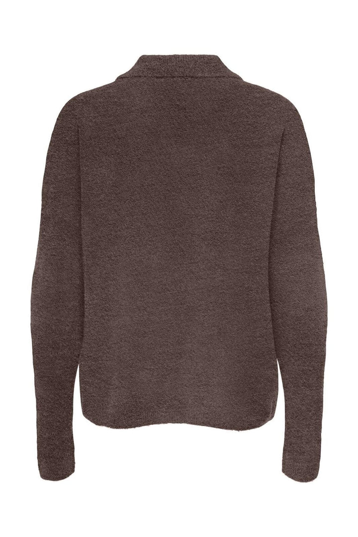 Only - Onltalio Ls Polo Neck Bf Knt - 4932484 Chocolate Martini Melange/Dtm Horn Button