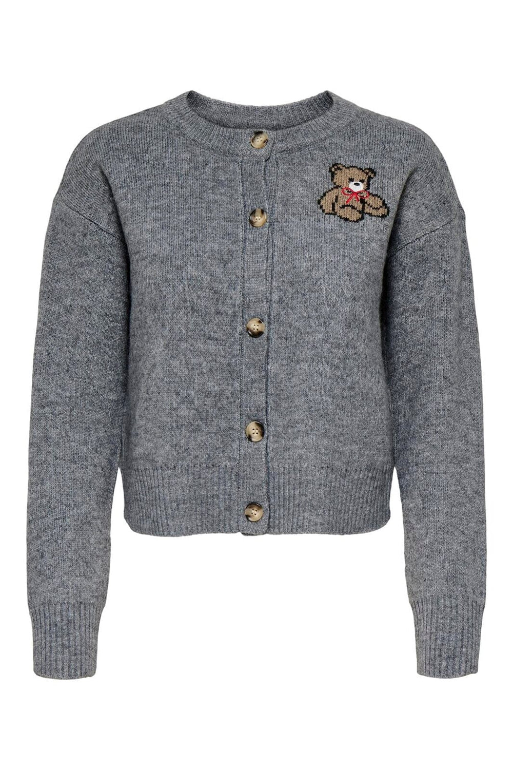 Only - Onlteddy Ls Cardigan Knt - 4882989 Medium Grey Melange Teddy