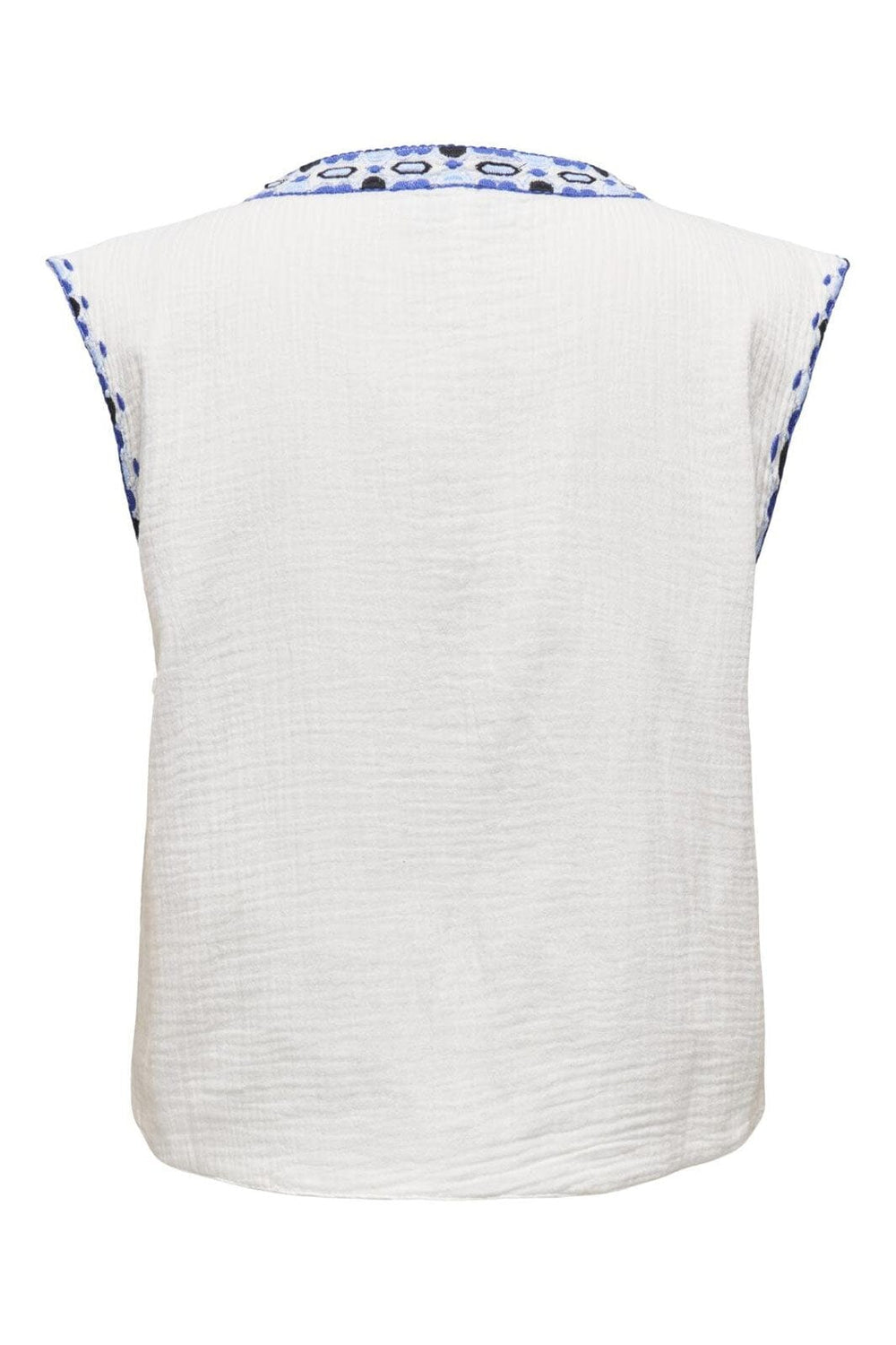 Only - Onlthyra Life Sl Emb Vest - 4754358 Cloud Dancer W Blue Tones Emb