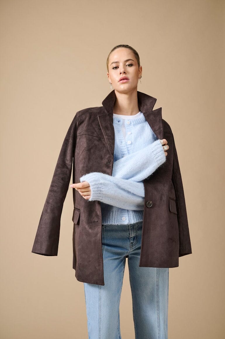 Only - Onltulip Faux Suede Blazer Coat - 4938153 Chocolate Torte Blazere 