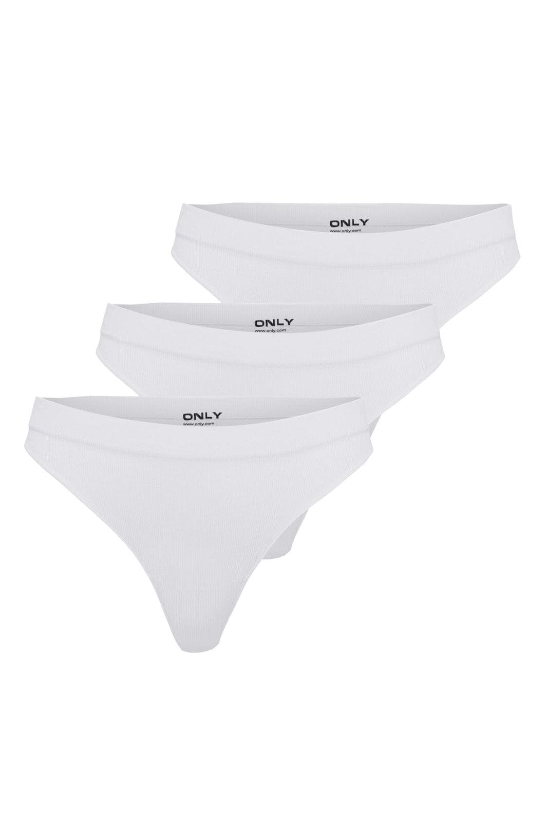 Only - Onlvicky Rib S-Les Thong 3-Pack Acc - 4685962 Bright White X 3