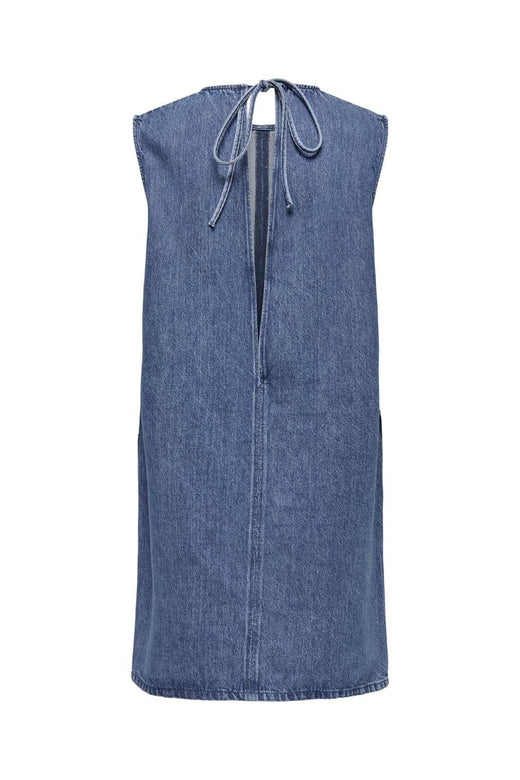 Only - Onlvigga S/L Open Back Dress Sik - 4799444 Medium Blue Denim