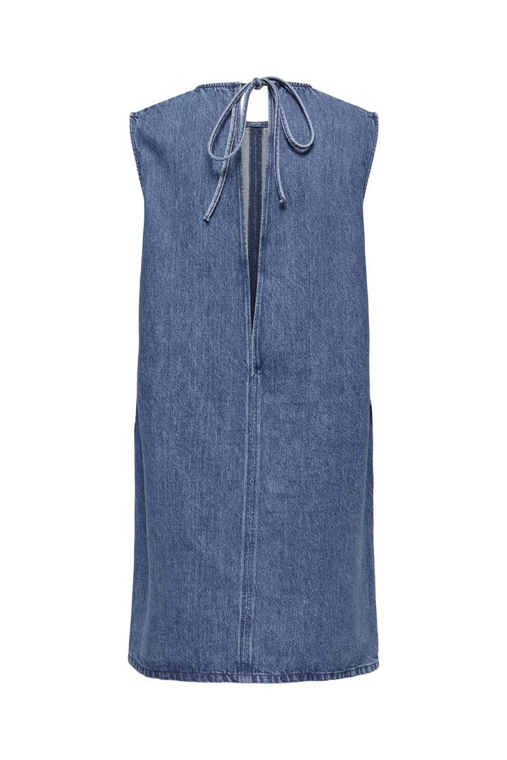 Only - Onlvigga S/L Open Back Dress Sik - 4799444 Medium Blue Denim