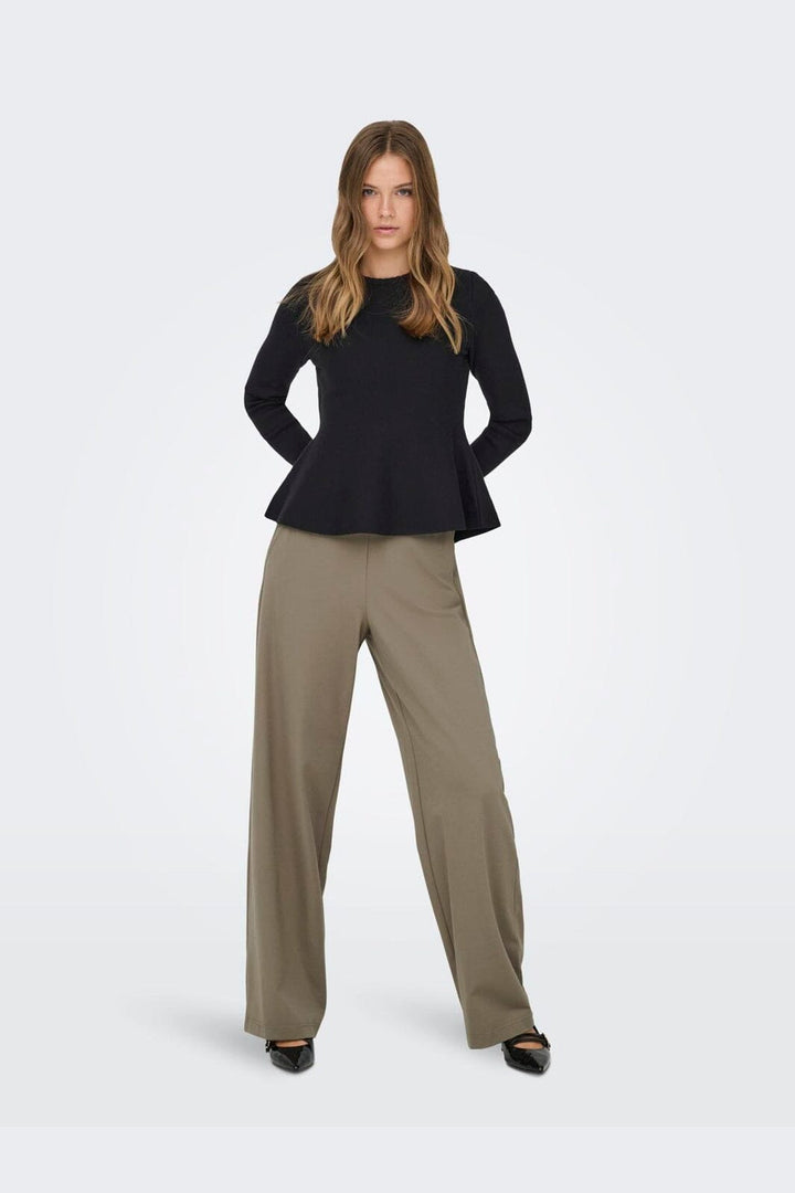 Only - Onlvilda Ls Peplum O-Neck Knt - 5026293 Black