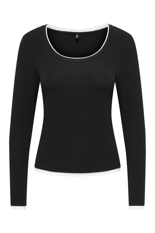 Only - Onlvirro L/S U-Neck Double Top - 5169838 Black Cloud Dancer