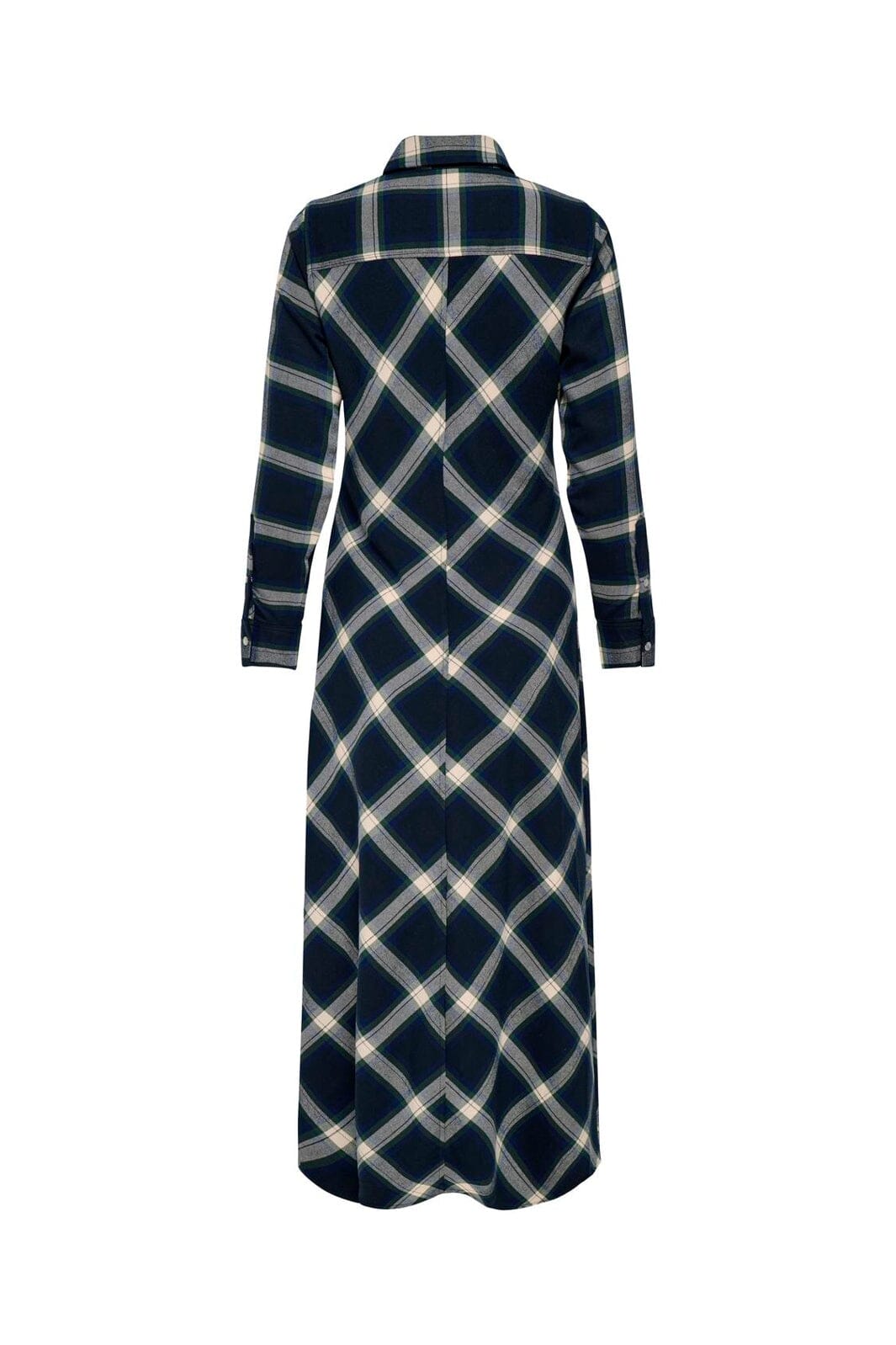 Only - Onlwren Check L/S Long Shirt Dress - 4970169 Night Sky Checked Fusion