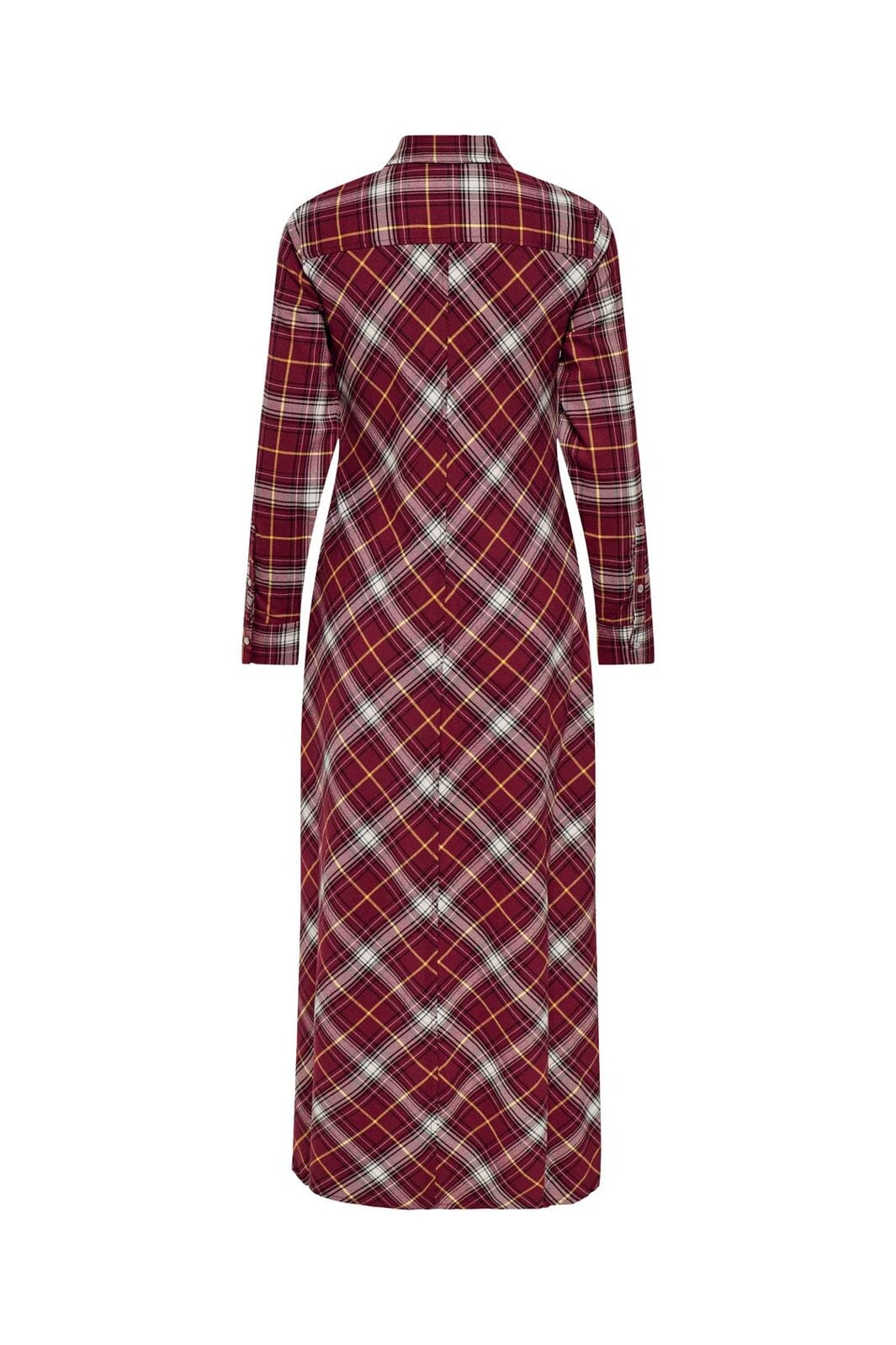 Only - Onlwren Check L/S Long Shirt Dress - 4970170 Syrah Checked Pulse