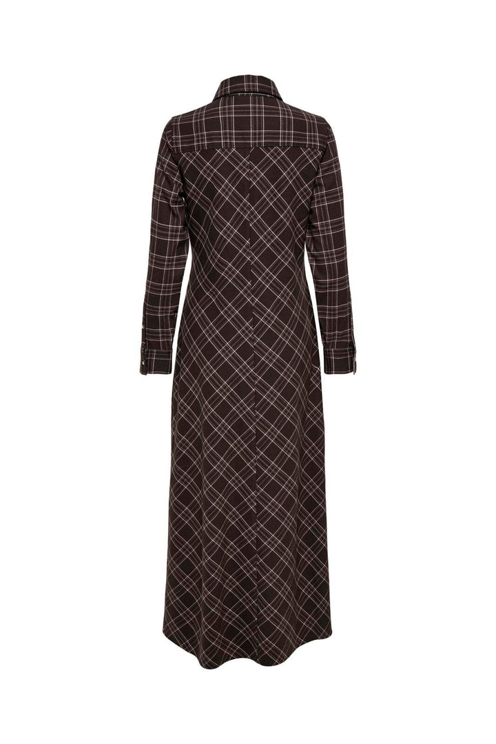 Only - Onlwren Check L/S Long Shirt Dress - 4970171 Black Checked Forge