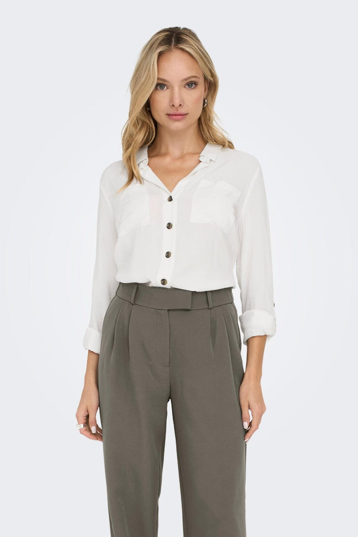 Only - Onlyasmin Shirt L/S - 4304302 Snow White Skjorter 