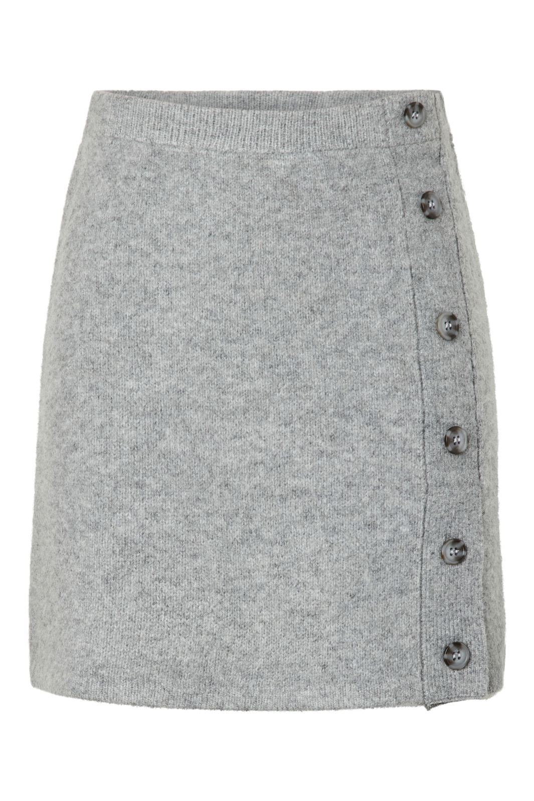 Pieces - Pcaico Button Knit Skirt - 5075502 Medium Grey Melange