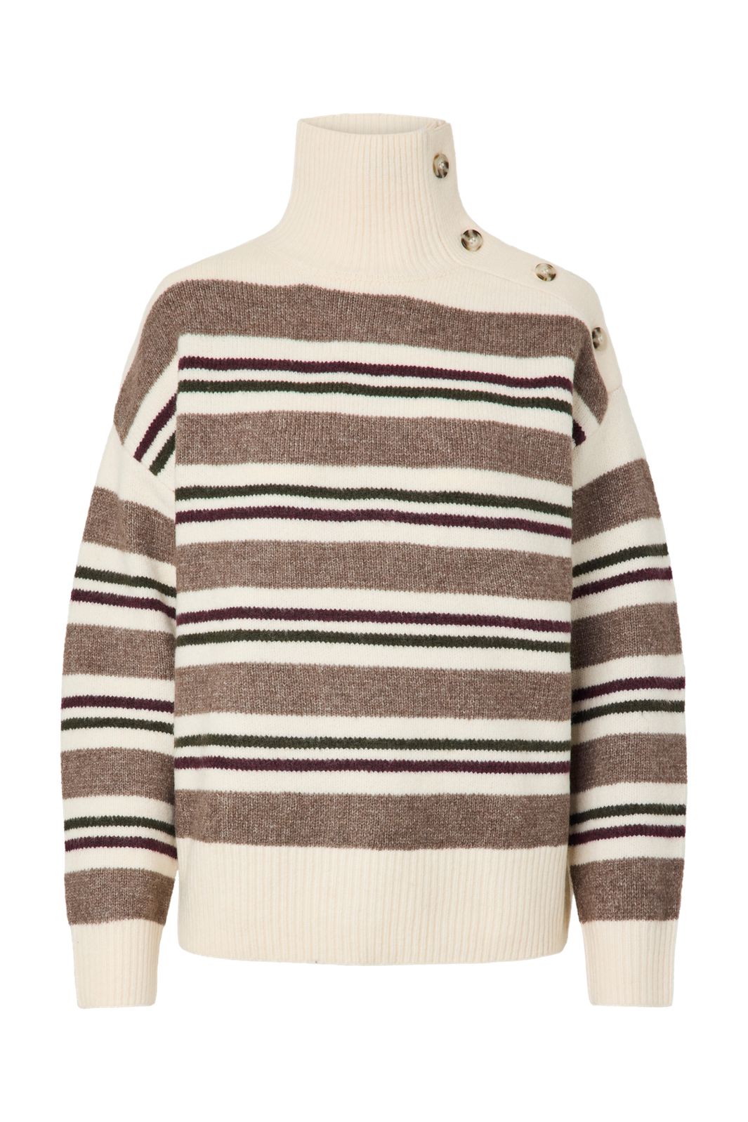 Pieces - Pcaico Ls Button High Neck Knit - 5060676 Whitecap Gray Winetasting + Coffee Quartz + Forrest Night