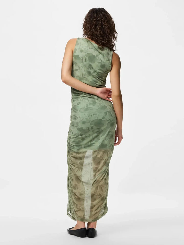 Pieces - Pcally Sl Boatneck Ankle Dress - 5065905 Woodbine Flowers Kjoler 