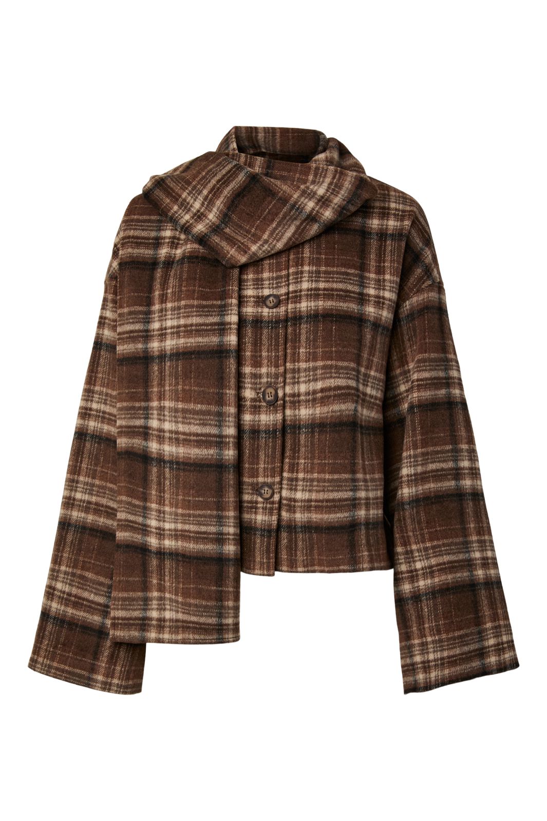 Pieces - Pcamalia Short Jacket W. Scarf - 5187038 Fondue Fudge