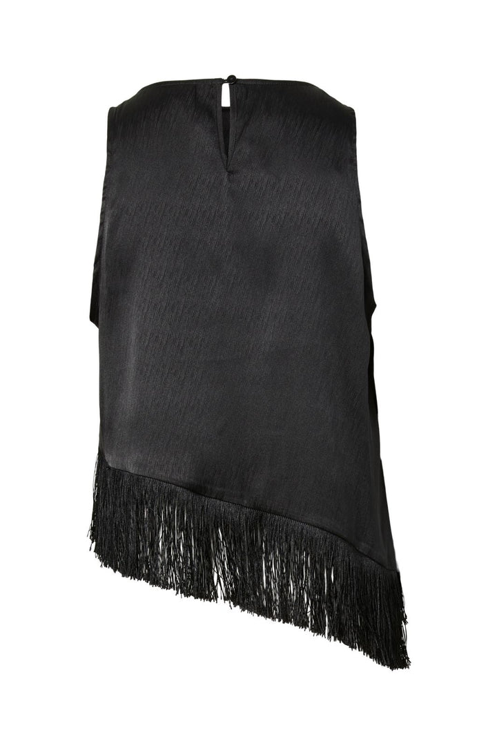 Pieces - Pcanne Sl Frill Top - 5205154 Black