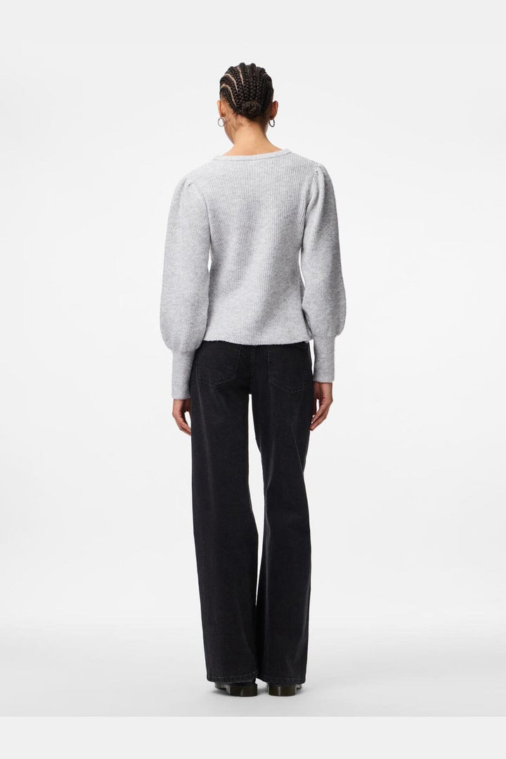 Pieces - Pcannie Ls Knit Cardigan - 5077824 Light Grey Melange Silver Button