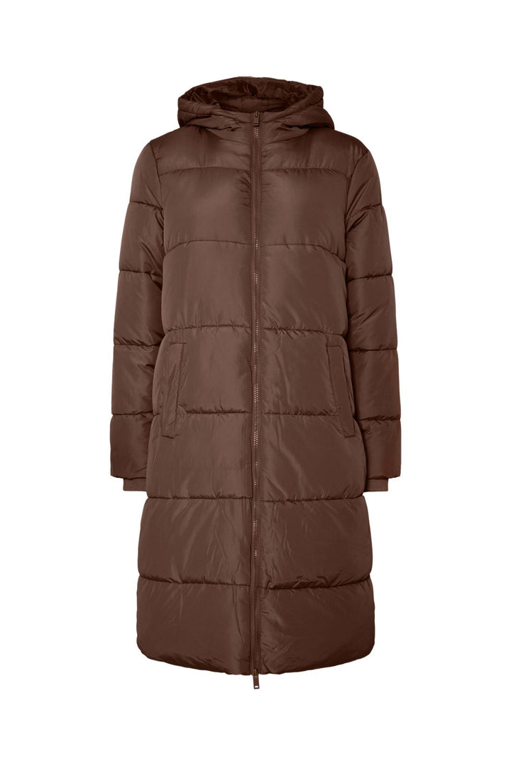 Pieces - Pcbee New Long Puffer Jacket - 5074039 Hot Fudge