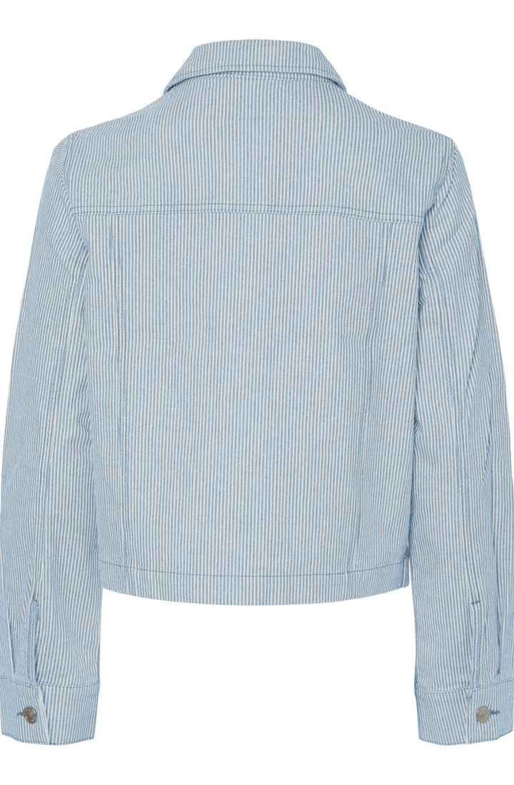 Pieces - Pcbillo Denim Jacket - 4819961 Light Blue Denim White Stripes Jakker 