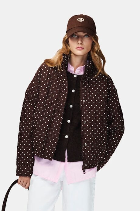 Pieces - Pcfamilla Quilted Bomber Jacket - 5080983 Chicory Coffee Dots Jakker 