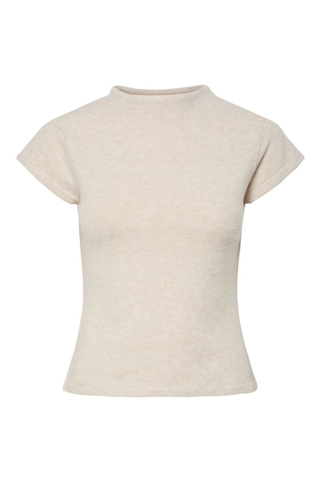 Pieces - Pcfamilla Ss Mock Neck Knit Top Fsy - 4861089 Silver Gray Melange
