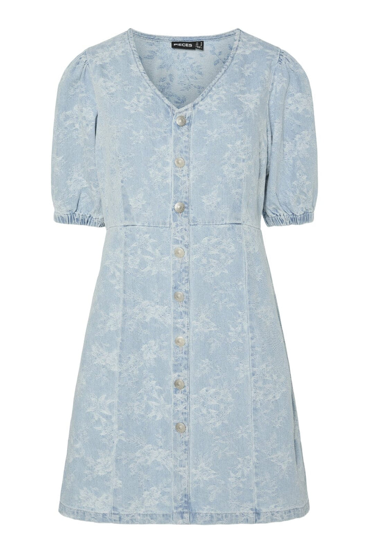 Pieces - Pcfeline Ss Denim Dress - 4777319 Light Blue Denim