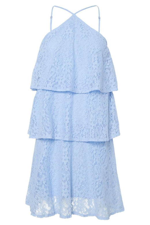 Pieces - Pcfenda Sl Short Lace Dress Fsy - 4912543 Cashmere Blue Kjoler 
