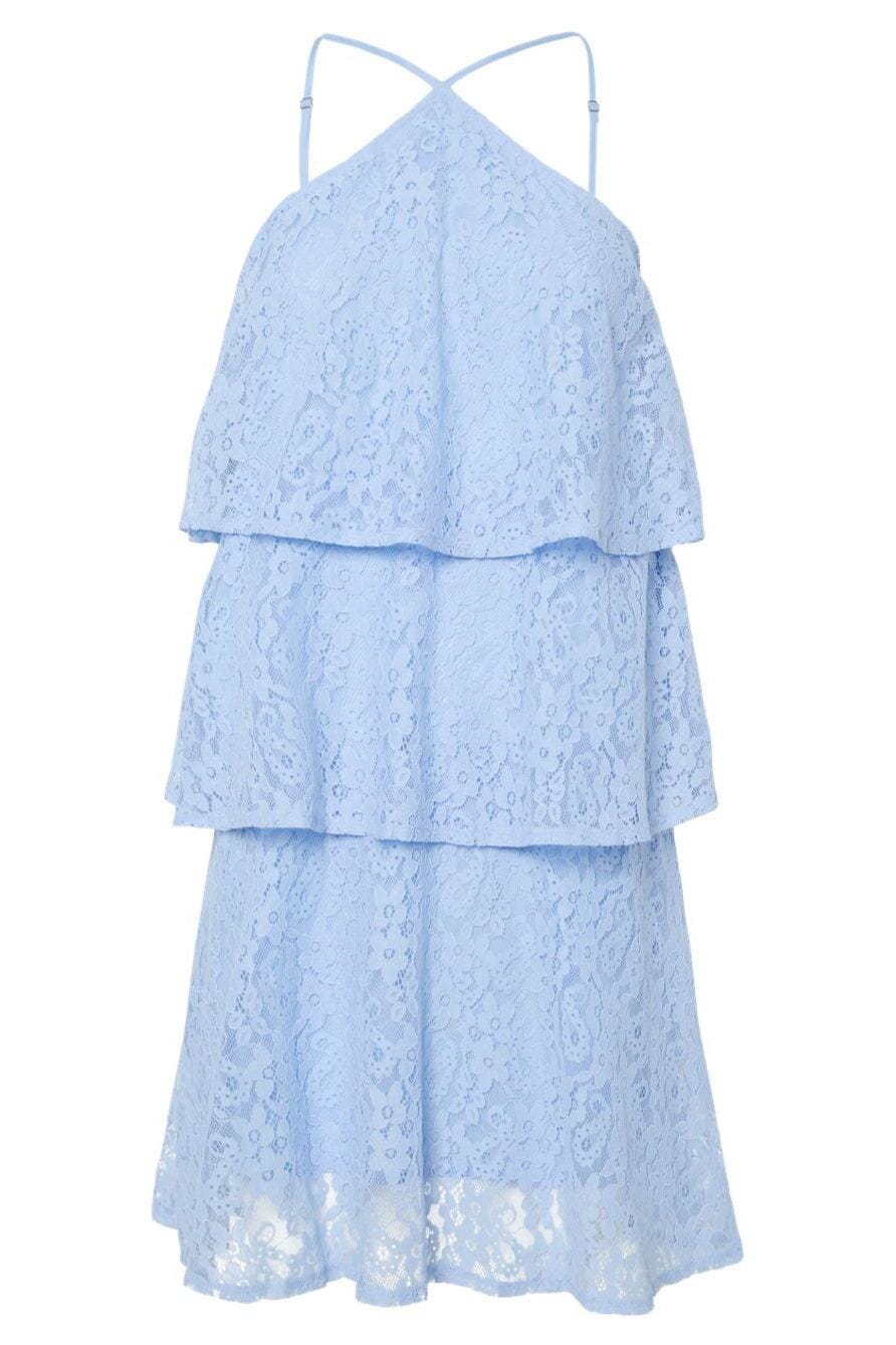 Pieces - Pcfenda Sl Short Lace Dress Fsy - 4912543 Cashmere Blue Kjoler 