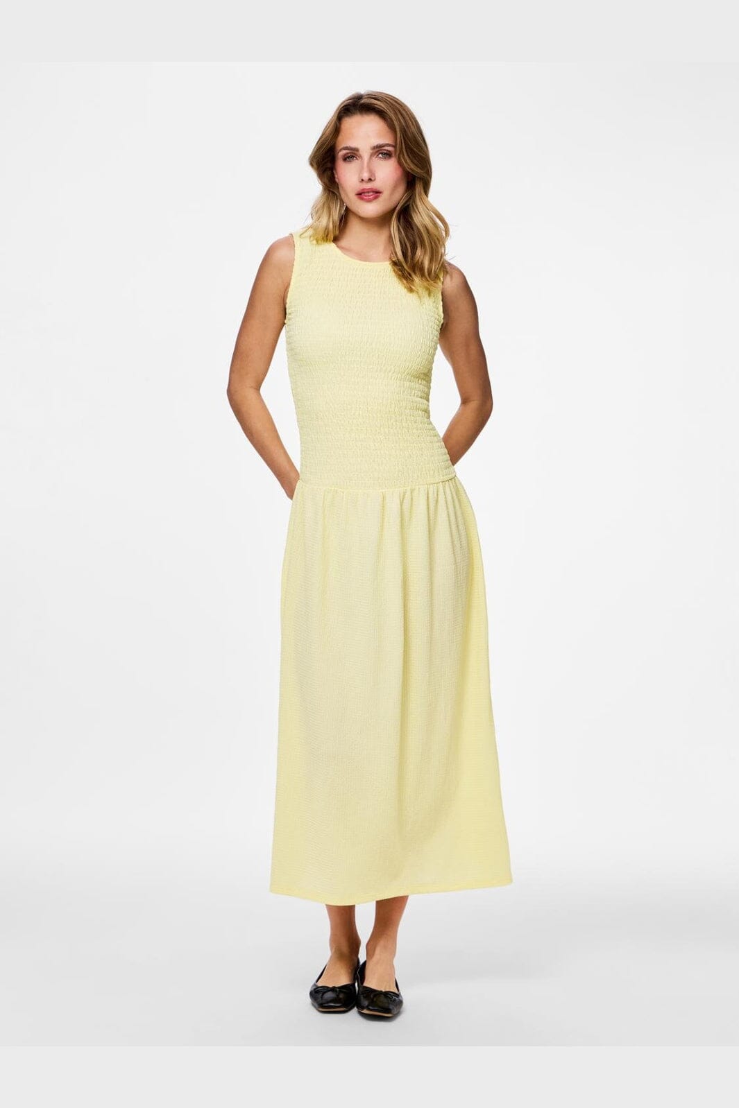 Pieces - Pcfess Sl Smock Dress - 5016369 French Vanilla