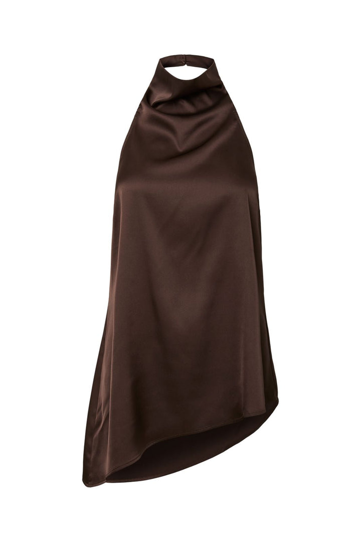 Pieces - Pcfesta Halterneck Satintop - 5127988 Hot Fudge