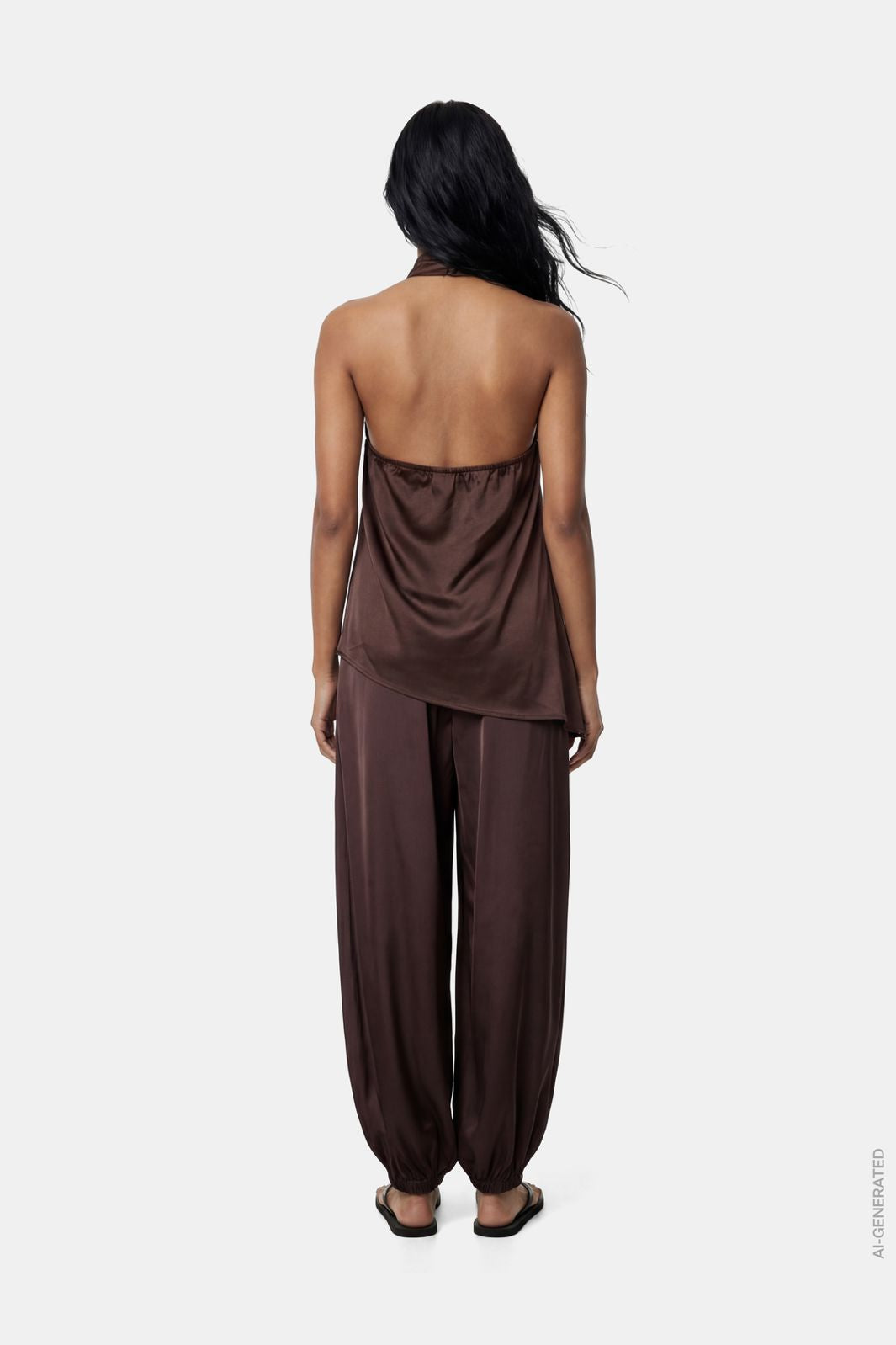 Pieces - Pcfesta Halterneck Satintop - 5127988 Hot Fudge