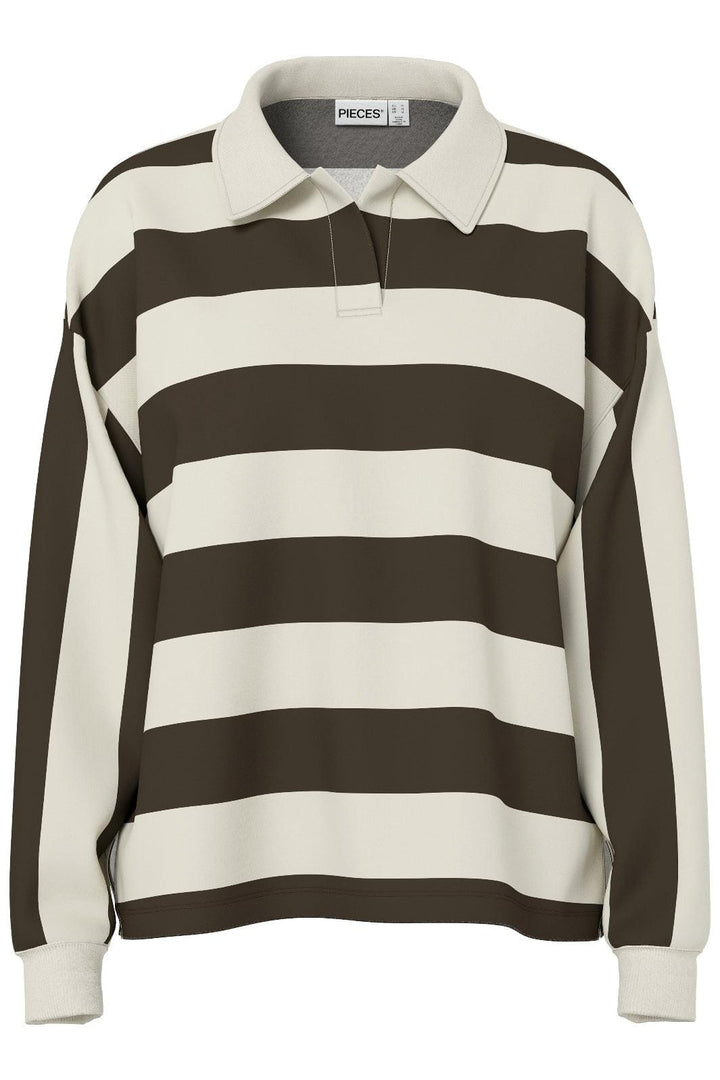 Pieces - Pcfilucca Ls Loose Polo Shirt - 5080297 Delicioso Birch Bluser 