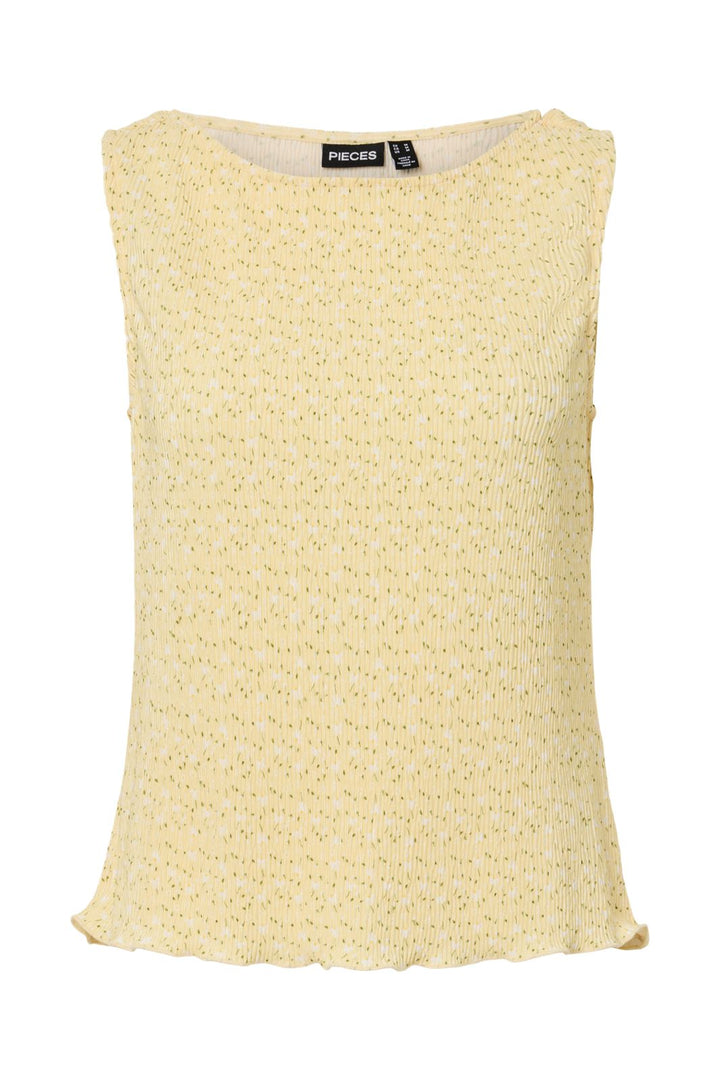 Pieces - Pcflora Sl Tank Top Msa - 4963670 French Vanilla Small White Flowers