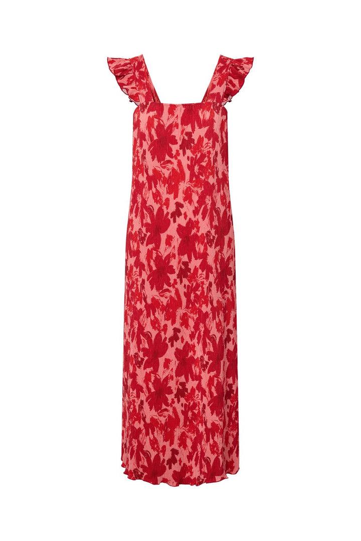 Pieces - Pcflora Strap Flounce Dress Msa - 4963679 Adrenaline Rush Red Tone Flowers